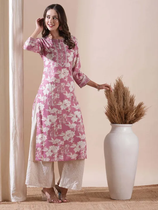 Fabdale%20Maroon%20Floral%20Print%20Viscose%20Rayon%20Straight%20Kurta%20%7C%20Casual%20Ethnic%20Wear%20(PRSC-015)%20-%20Image%203