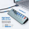 8 Ports Powered USB 3.0 HUB USB Extension with On/Off Switches 15W Adapter Support Splitter Computer Accessories,US Plug. 