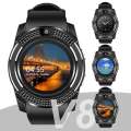 V8 Sport Bluetooth Round Dial Wrist Smart Watch Camera Sim Tf Slot For Ios Android. 