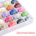 25Pcs Multicolor Bobbin Thread Polyester Thread Spools Sewing Machine Bobbins with Storage Box for Embroidery Sewing Accessories. 