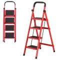 4 Steps Aluminium Folding Ladder Red. 