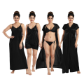 Silk Bridal Nightgown Set Stylish Fancy Bridal Nighty Set For Women Free Size Black Color. 