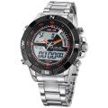 WEIDE Stainless Steel Quartz 3 Atm Water Resistant Analog Dual Time Zone Wristwatches. 