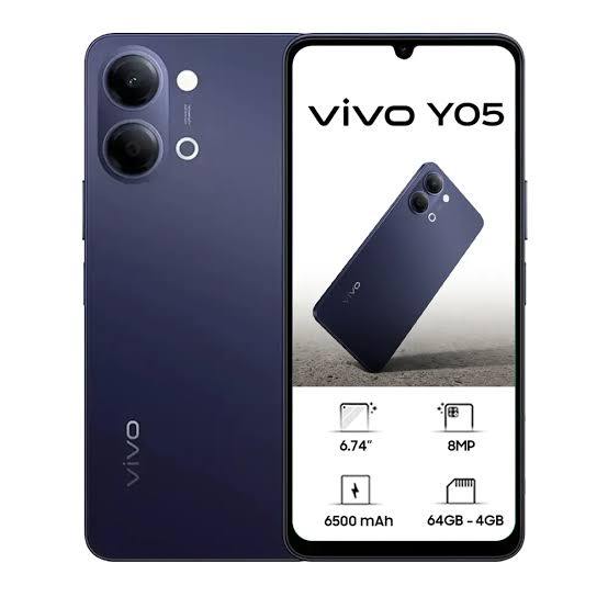 vivo Y05 (4GB RAM /64GB ROM/ 128GB ROM) - 6.59" 120Hz Display - 6500mAh Massive Battery - 1 Year Warranty