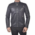 Men Fashion Solid Black Leather Jacket By  Bajrang. 