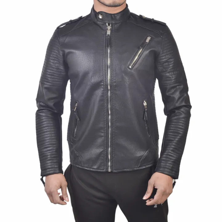 Men%20Fashion%20Solid%20Black%20Leather%20Jacket%20By%20%20Bajrang%20-%20Image%203