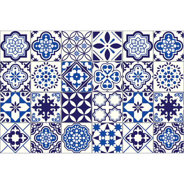 Artsy Home Wall Stickers Premium Cement Tiles Azulejos Eusebio 48pcs - 10cm x 10cm