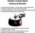 Hawkins Contura Black Pressure Cooker (CB15) 1.5 L Capacity (Hard Anodized). 