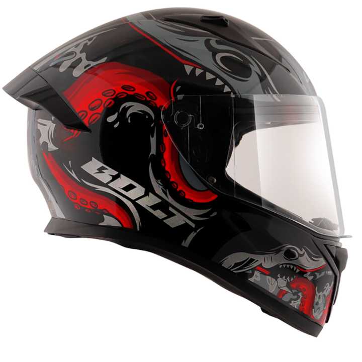 Vega Bolt Octopus Red/Black Full Face Helmets For Bike