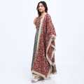 Multicolor Cotton Printed Anarkali Kurta Plazzo With Shawl Set For Women. 