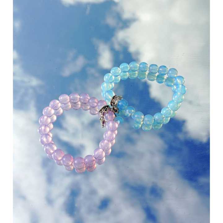 Pink & Blue Couple Bracelets With Crown Charm