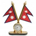 Nepal Flag With Clock For Car Dashboard. 