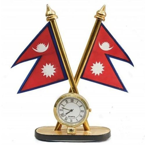 Nepal Flag With Clock For Car Dashboard