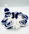 Handmade Woolen Laddu Gopal Dress with Cap – Blue & White Winter Poshak Set. 