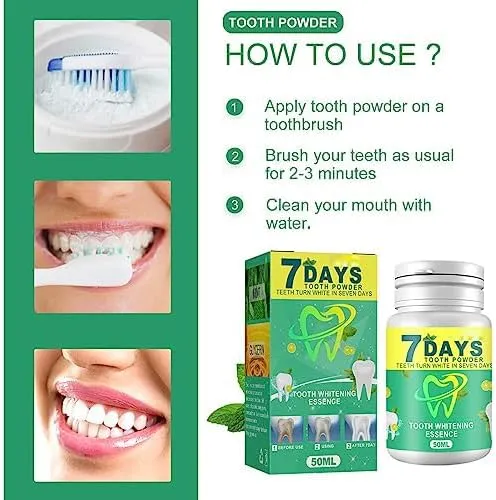 50MLTeeth Whitening Toothpaste Powder, 7 Days Tooth Cleaning Powder for ...