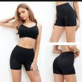 Black High Waist Safety Shorts Solid Stretchable Shorts For Women. 