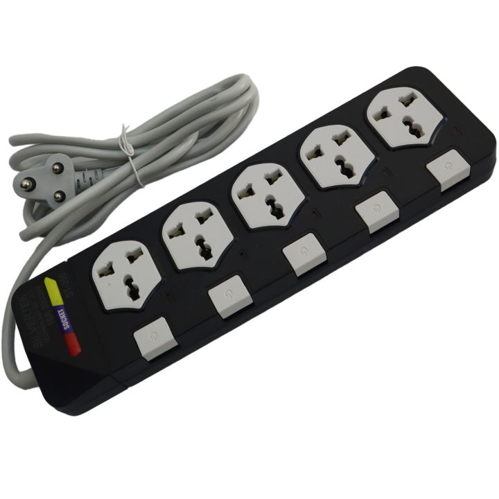 Silvertek%20'ST-550'%20-%203000W(Max)%20Multiplug%205%20Charging%20Port%20%7C%203%20Meter%20Cable%20Length%20%7C%20Individual%20Switch%20&%20Surge%20Protector%20%7C%20100%25%20Copper%20Accessories%20-%20Image%202