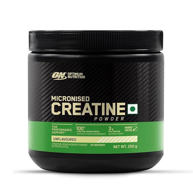 Optimum Nutrition Micronised Creatine Powder - 250 Gram, 83 Serving, 3g of 100% Creatine Monohydrate per serve, Unflavored (Made in India)