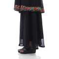 Black Color Minimal V-neck Design Full Sleeves Plain Kurtha Surwal Set With Shawl For Women. 