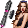 Ashunqiwen 2-in-1 360 Rotating AirFlow Hot Air Brush Hair Straightener Curler Iron Volumizer Blowers Electric Hair Dryer Comb. 