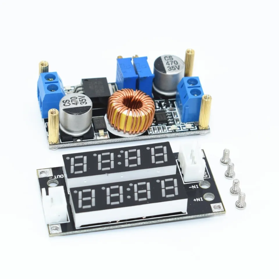 Red 5A CC/CV Adjustable Step Down Charge LED Panel Voltmeter Ammeter
