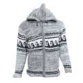Light Grey/Black Colour Front Zipper Woolen Jacket For Men. 