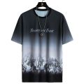 New thin loose summer ice silk feeling men's short sleeve T-shirt, youth fashion, handsome and versatile gradient T-shirt. 