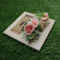 White Color Square Shapped With Pink Flower Wall Frame. 