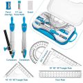 Geometry Set 10 Pcs Math Supplies Kit,Including Compass,Protractor,Ruler,Eraser,Pencil ,for Drawing and Measurement. 