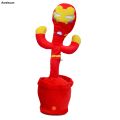 Difutagui Avengers Spiderman Iron Man Captain America Creative Dancing Cactus Profesional model Talking Recording Repeating Toy Children Birthday Gift. 