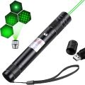 Rechargeable Green Laser Pointer Flashlight | Long Range High Power Laser Pen with 5 Pattern Heads | Pet Training & Presentation Tool. 