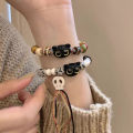 Ceramic Big Eye Cat Bracelets Fashion Adjustable Size Tassels Braided Rope Bracelet Skull Accessories Hand Jewelry Creek. 