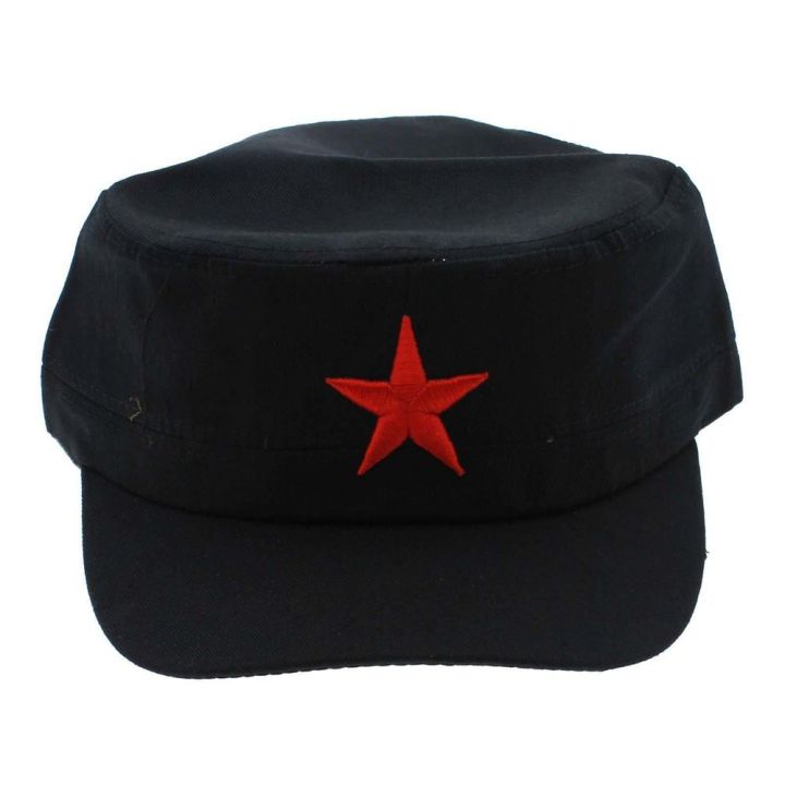 New China Chairmen Mao Red Star Pattern Flat Top Cotton Fabric Army Cap Hat