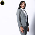Boss Lady Single Breasted Classic Grey Formal Coat and Pant Set For Women. 