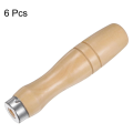JAERBEE 6pcs Wooden File Handle Round Hole Ergonomic Handles with Metal Collar for 8inch Metal Files. 