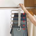 Pants Hangers 5 Layers Multi Functional Pants Rack Non-Slip Clothes Closet Storage Organizer for Pants Skirts Scarf. 