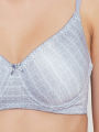 Clovia Padded Underwired Full Cup Geometric Print T-shirt Bra in Lilac. 