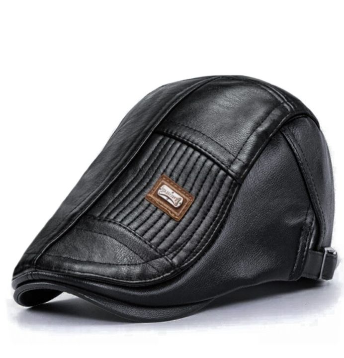 Casual%20Leather%20Skin%20Friendly%20Soft%20Classic%20Design%20Men's%20Flat%20Cap%20-%20Image%202