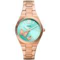 Fossil Rose Gold/Green Stainless Steel Business Watch For Women - ES5277. 