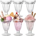 6 Pack Glass Tulip Sundae Cups, 6.7 Ounce Clear Milkshakes Footed Ice Cream Cups Dessert Bowls Set for Sherbet Trifle, Fruit, Salad, Snack, Cocktail. 