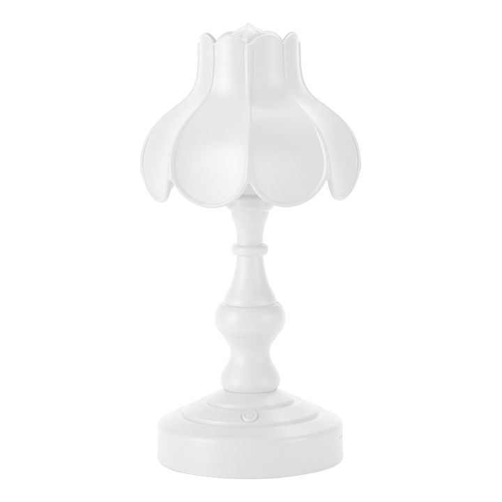 European Lotus Bedside Lamp Decor Mini LED Night Light for Mall Room Bar Home Small Reading Table Light - White