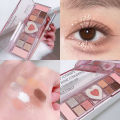 Cosmetics Korean Eyeshadow Palette Pink Heart Color 12 Eyeshadow Natural Cool Shade Low Saturation Matte Tray Brown. 