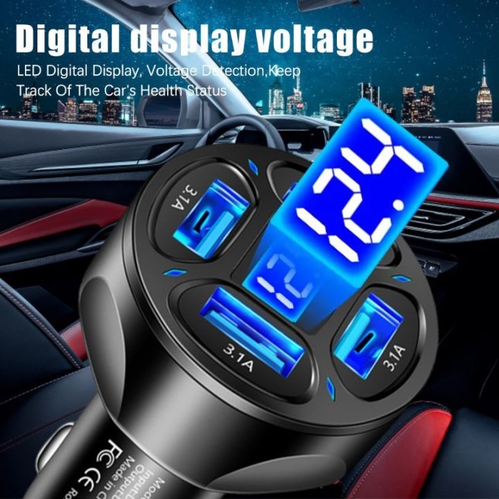 Car%20Charger%20Digital%20Display%20Fast%20Charging%2012-24V%20Smart%20Phone%20USB%20MultiPort%20Adapter%203.1A%20Mobile%20Charger%20Auto%20Interior%20Accessories%20-%20Image%205