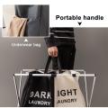 2 Grid Foldable Dirty Laundry Basket Organizer Printed Collapsible Home Laundry Hamper. 