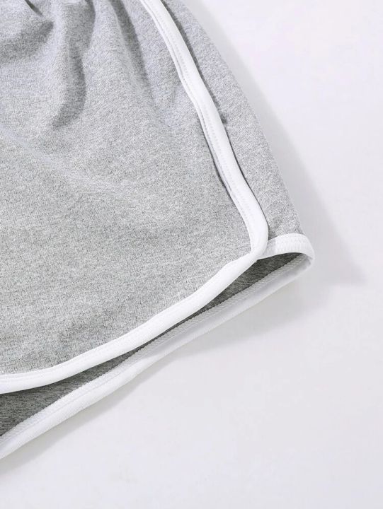 Girls%20Elastic%20Waist%20Contrast%20Binding%20Shorts-Light%20Grey%20-%20Image%205