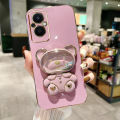 AnDyH Phone Case for OPPO Reno 7Z Reno 8Z Reno 7 Lite Reno 5 Lite 5G F21 Pro 5G Cute Quicksand Liquid Bear Bracket Anti Drop Camera Protection. 