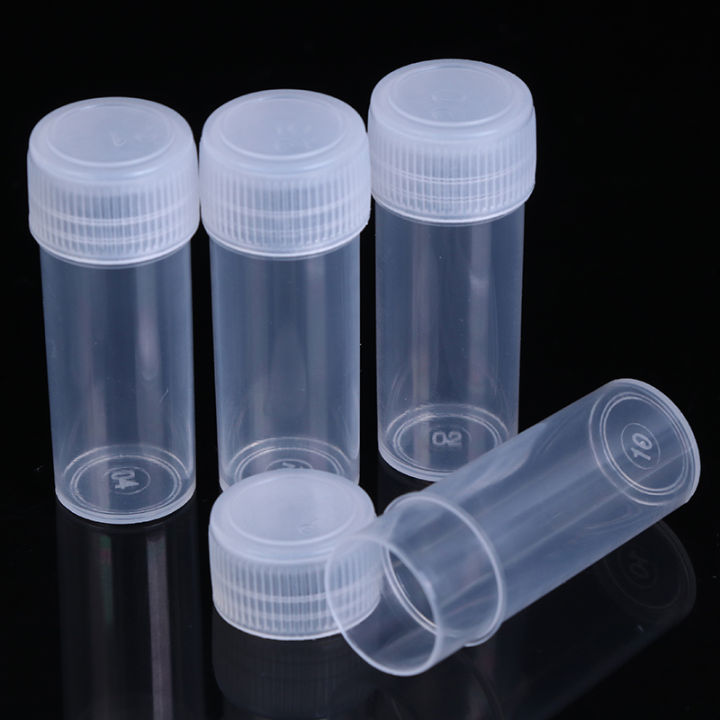 10Pcs 5ml Plastic Test Tubes Vials Sample Container with Cap for ...