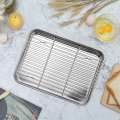 OUMERY 10 Inch Toaster Oven Tray and Rack Set, Small Stainless Steel Baking Pan with Cooling Rack,Dishwasher Safe Baking Sheet. 