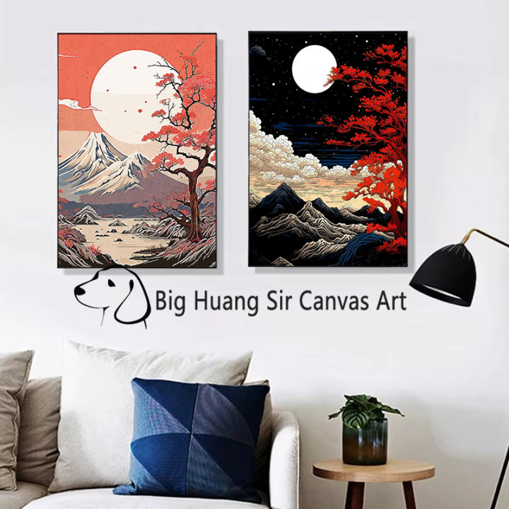 Arts,%20home%20decoration,%20pattern,%20crown,%20crane,%20ink,%20wind,%20Japanese%20nature,%20landscape,%20watercolor%20painting,%20poster,%20mountain%20grid,%20canvas%20painting,%20wall%20art%20-%20Image%204