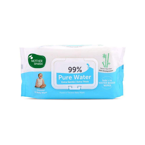 Mother Sparsh 99% Pure Water (Unscented) Baby Wipes (72 Unscented Baby Wipes) - Super Thick Fabric